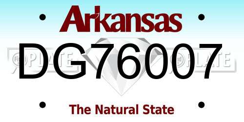 DG76007 Arkansas License Plate