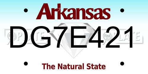 DG7E421 Arkansas License Plate