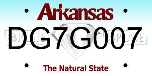DG7G007 Arkansas License Plate
