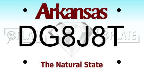 DG8J8T Arkansas License Plate