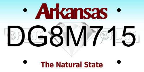 DG8M715 Arkansas License Plate