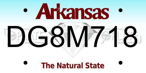 DG8M718 Arkansas License Plate