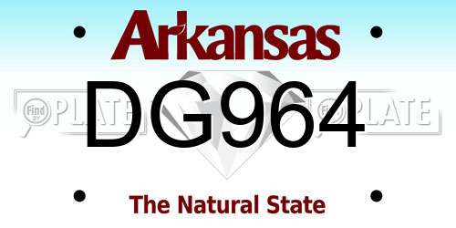 DG964 Arkansas License Plate