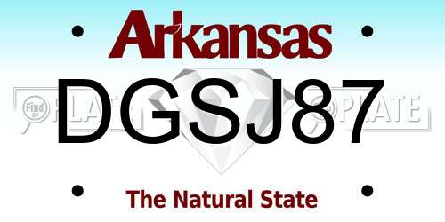 DGSJ87 Arkansas License Plate