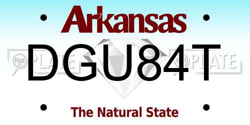 DGU84T Arkansas License Plate