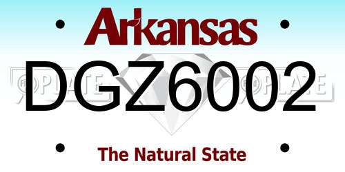DGZ6002 Arkansas License Plate