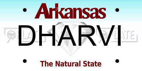 DHARVI Arkansas License Plate