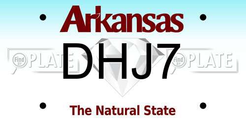 DHJ7 Arkansas License Plate