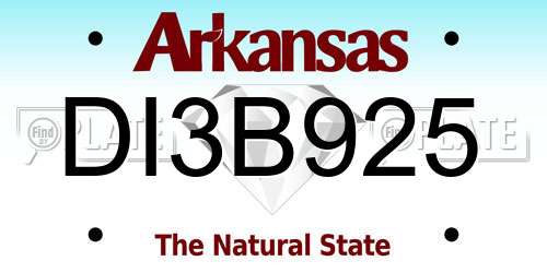 DI3B925 Arkansas License Plate