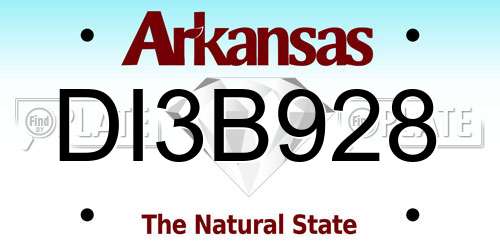 DI3B928 Arkansas License Plate