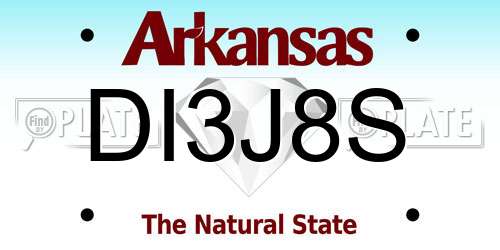 DI3J8S Arkansas License Plate