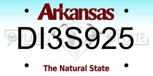 DI3S925 Arkansas License Plate
