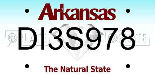 DI3S978 Arkansas License Plate