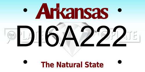 DI6A222 Arkansas License Plate