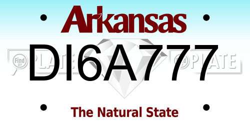 DI6A777 Arkansas License Plate