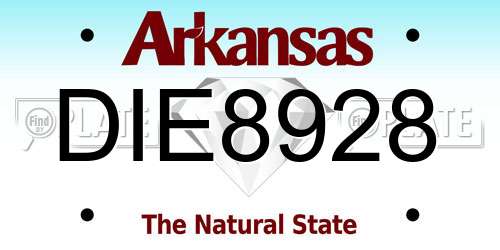 DIE8928 Arkansas License Plate