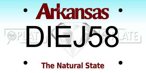 DIEJ58 Arkansas License Plate
