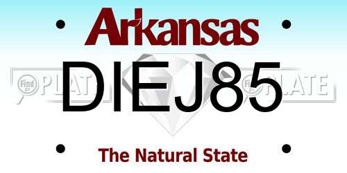 DIEJ85 Arkansas License Plate