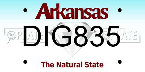 DIG835 Arkansas License Plate