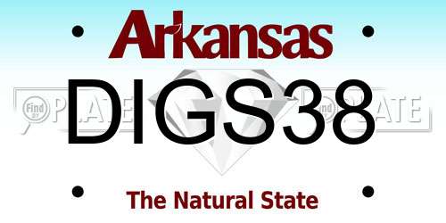 DIGS38 Arkansas License Plate