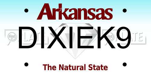 DIXIEK9 Arkansas License Plate
