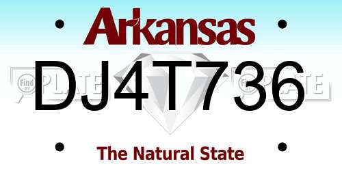 DJ4T736 Arkansas License Plate