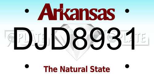 DJD8931 Arkansas License Plate