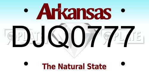 DJQ0777 Arkansas License Plate