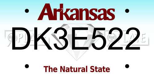 DK3E522 Arkansas License Plate