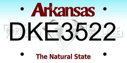 DKE3522 Arkansas License Plate