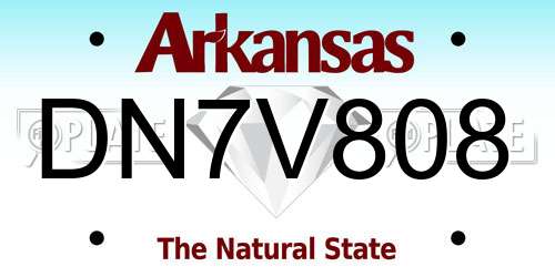 DN7V808 Arkansas License Plate