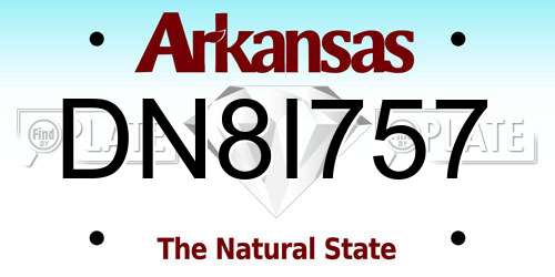 DN8I757 Arkansas License Plate
