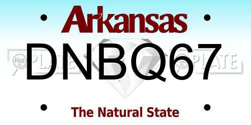 DNBQ67 Arkansas License Plate