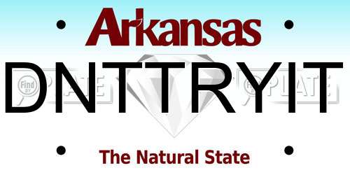 DNTTRYIT Arkansas License Plate