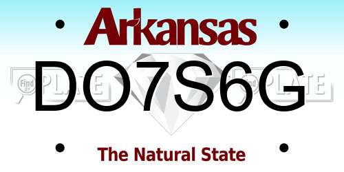 DO7S6G Arkansas License Plate