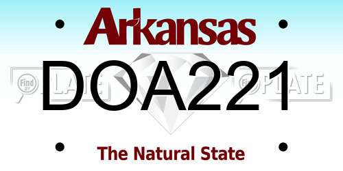 DOA221 Arkansas License Plate