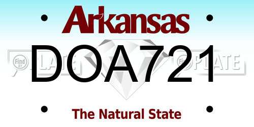 DOA721 Arkansas License Plate