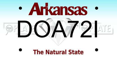 DOA72I Arkansas License Plate