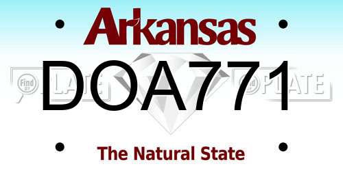 DOA771 Arkansas License Plate