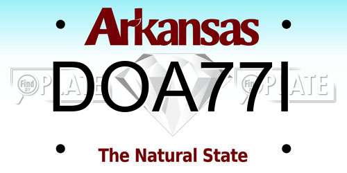 DOA77I Arkansas License Plate