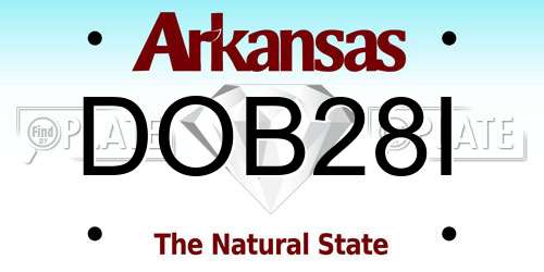 DOB28I Arkansas License Plate