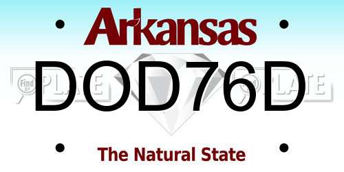 DOD76D Arkansas License Plate