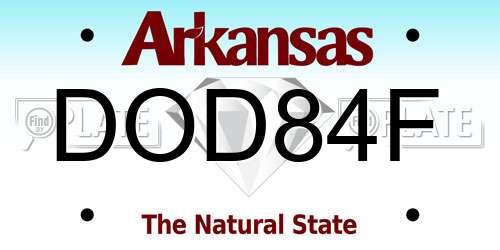 DOD84F Arkansas License Plate