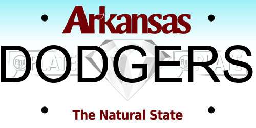 DODGERS Arkansas License Plate