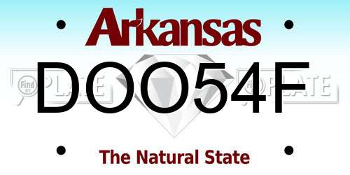 DOO54F Arkansas License Plate