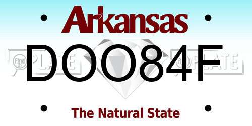 DOO84F Arkansas License Plate