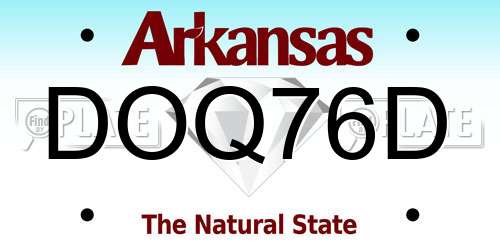 DOQ76D Arkansas License Plate