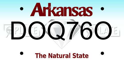 DOQ76O Arkansas License Plate