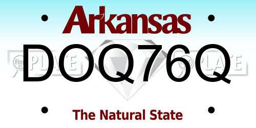 DOQ76Q Arkansas License Plate