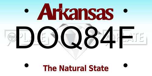 DOQ84F Arkansas License Plate